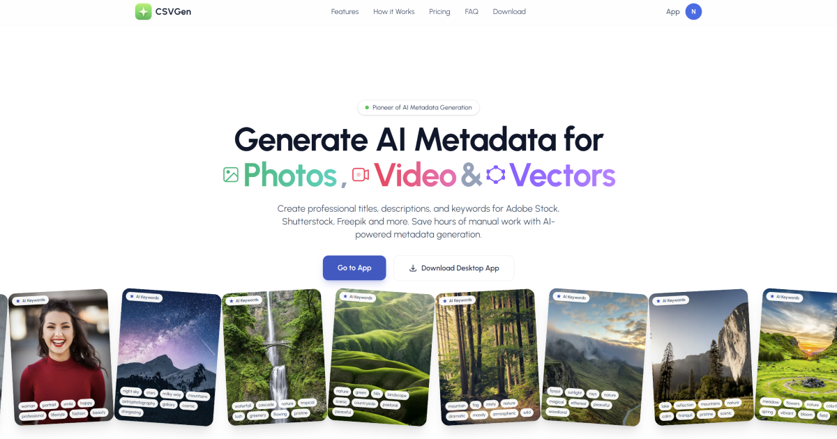 CSVGen - FREE AI Metadata Generator for Stock Contributors | Image ...